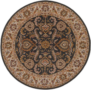 Middleton AWHY-2063 Traditional Wool Rug AWHY2063-36RD Denim, Tan, Khaki, Olive, Dark Red, Camel 100% Wool 3'6" Round