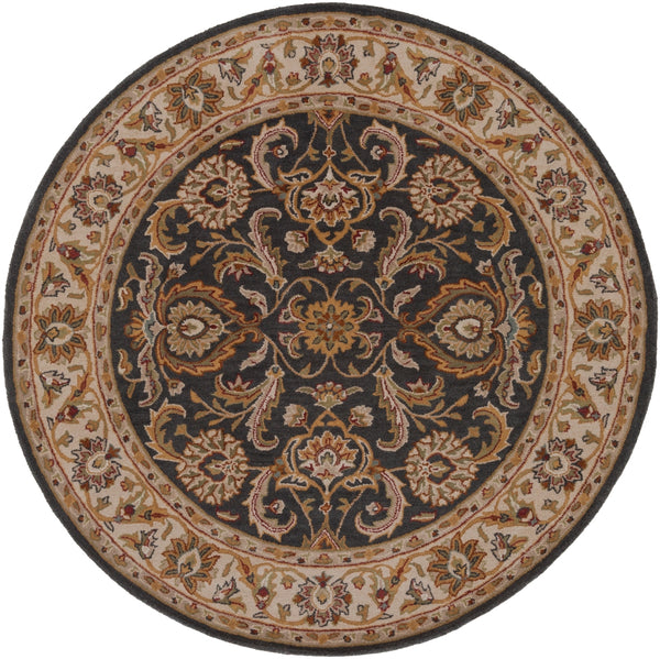 Middleton AWHY-2063 Traditional Wool Rug AWHY2063-36RD Denim, Tan, Khaki, Olive, Dark Red, Camel 100% Wool 3'6" Round