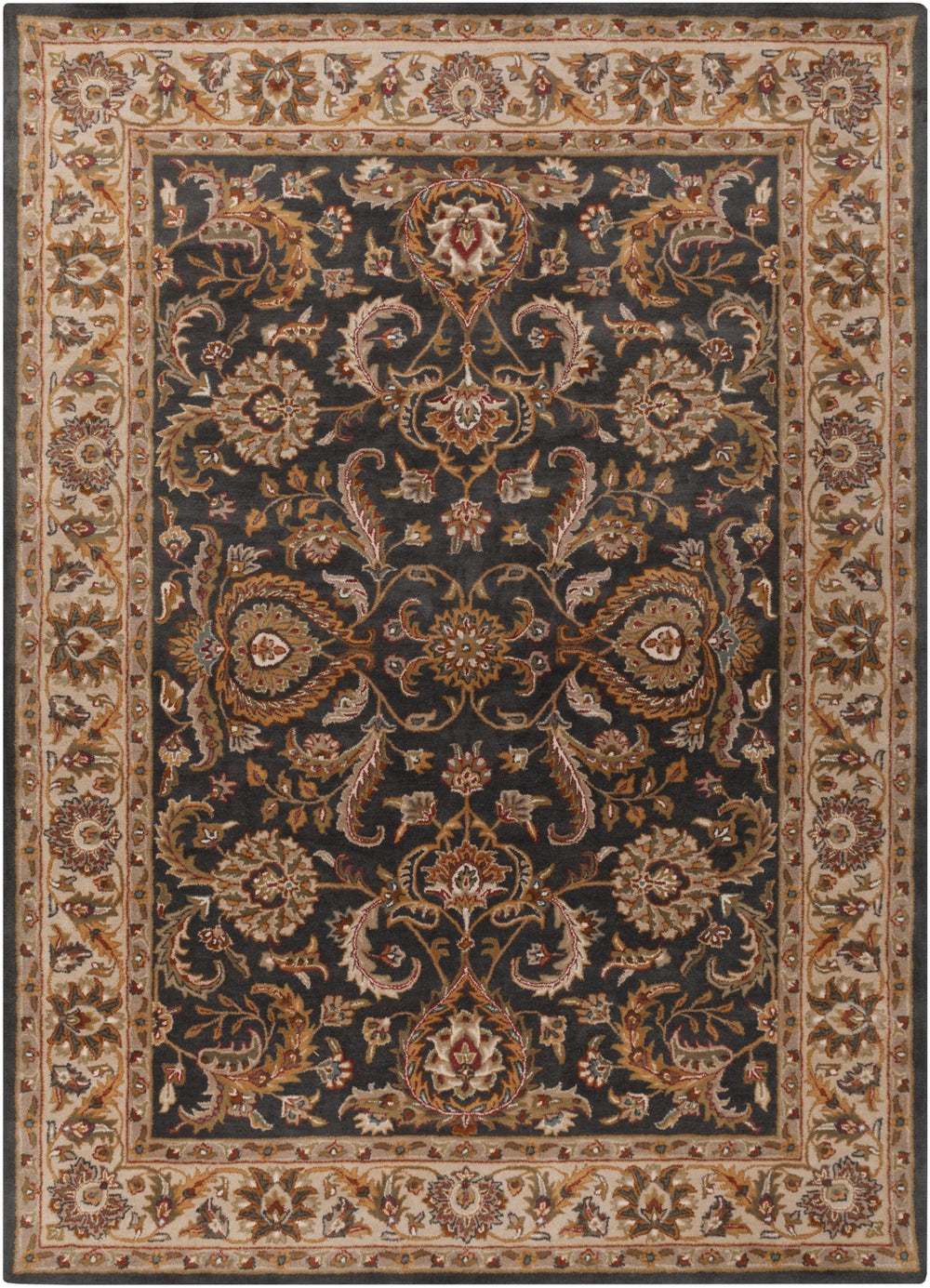 Middleton AWHY-2063 Traditional Wool Rug AWHY2063-913 Denim, Tan, Khaki, Olive, Dark Red, Camel 100% Wool 9' x 13'