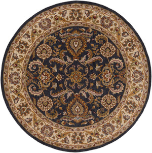 Middleton AWHY-2063 Traditional Wool Rug AWHY2063-8RD Denim, Tan, Khaki, Olive, Dark Red, Camel 100% Wool 8' Round