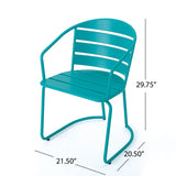 Santa Monica Outdoor Matte Teal Finished Iron Bistro Set Noble House