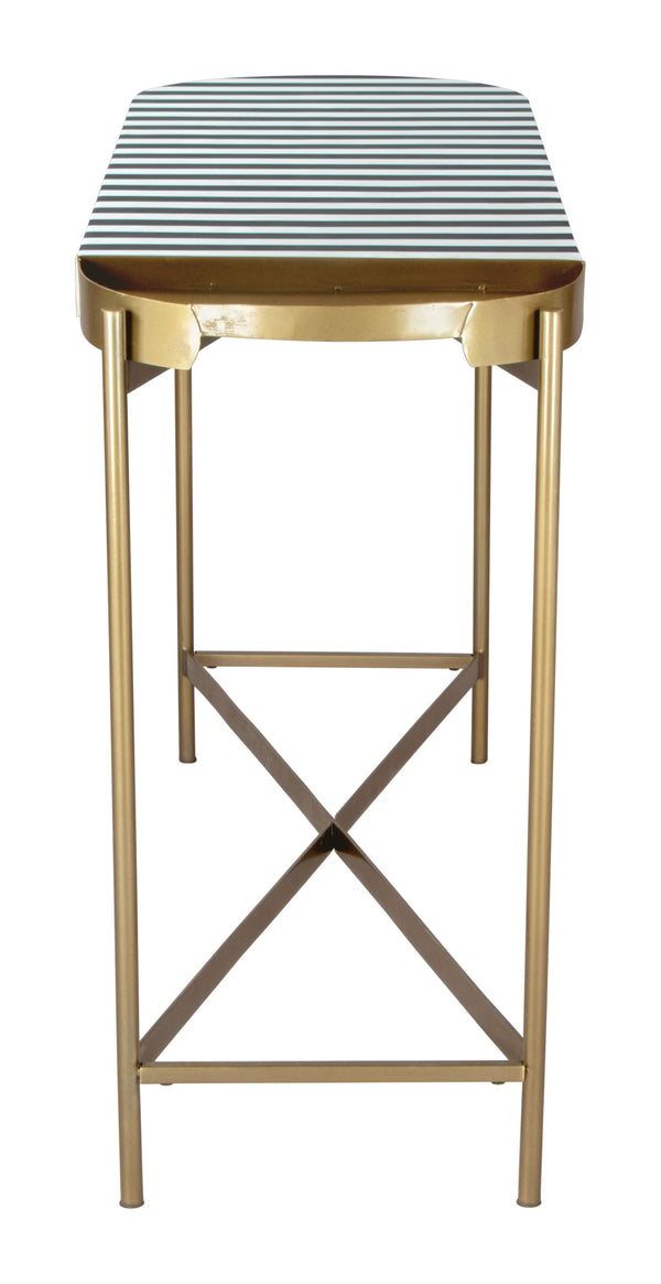Zuo Modern Saber MDF, Iron Modern Commercial Grade Console Table Multicolor, Brass MDF, Iron