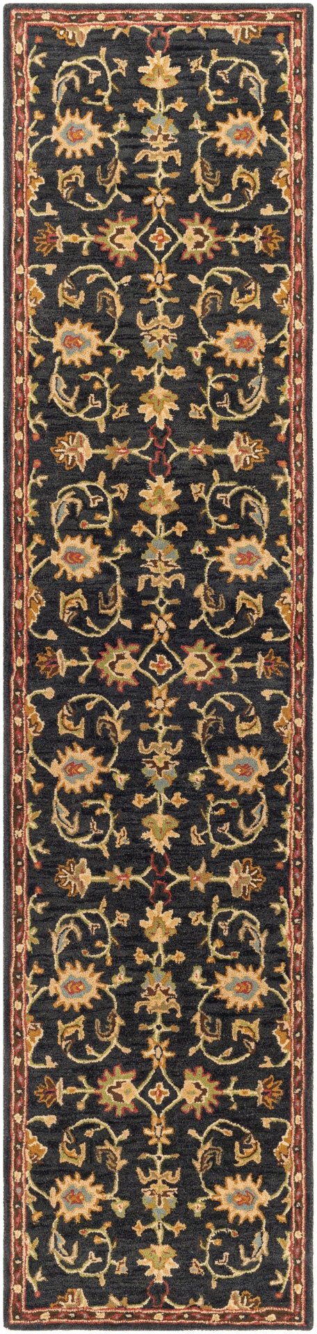 Middleton AWMD-1000 Traditional Wool Rug AWMD1000-2310 Navy, Dark Green, Light Gray, Dark Brown, Garnet 100% Wool 2'3" x 10'