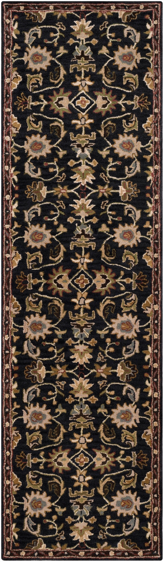 Middleton AWMD-1000 Traditional Wool Rug AWMD1000-238 Navy, Dark Green, Light Gray, Dark Brown, Garnet 100% Wool 2'3" x 8'
