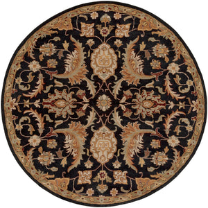 Middleton AWMD-2078 Traditional Wool Rug AWMD2078-8RD Black, Camel, Khaki, Medium Gray, Olive, Burgundy 100% Wool 8' Round