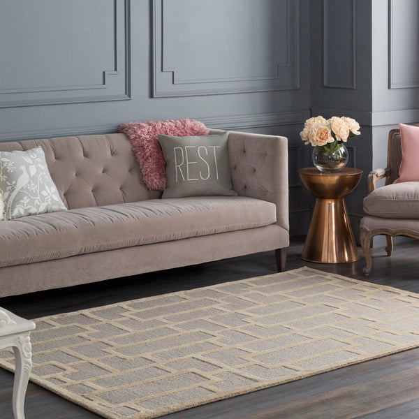 Arise AWRS-2141 Modern Wool, Viscose Rug AWRS2141-913 Light Gray, Khaki 70% Wool, 30% Viscose 9' x 13'