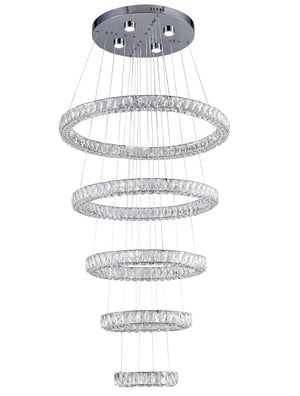 Bethel Chrome LED Single Pendant Lighting in Metal & Crystal