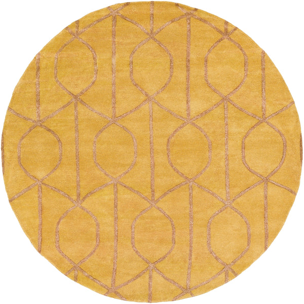 Urban AWUB-2164 Modern Wool, Viscose Rug AWUB2164-8RD Mustard, Camel 70% Wool, 30% Viscose 8' Round