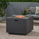 Wellington Outdoor 33-Inch Square Fire Pit, Brushed Brown Noble House