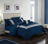 Titian Navy Queen 8pc Comforter Set