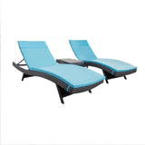 Salem 3 Piece Outdoor Grey Wicker Lounge with Bright Blue Water Resistant Cushions and Coffee Table