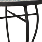 Bloomfield Outdoor Side Table with Tile Top, Teal, Yellow, and Black Noble House