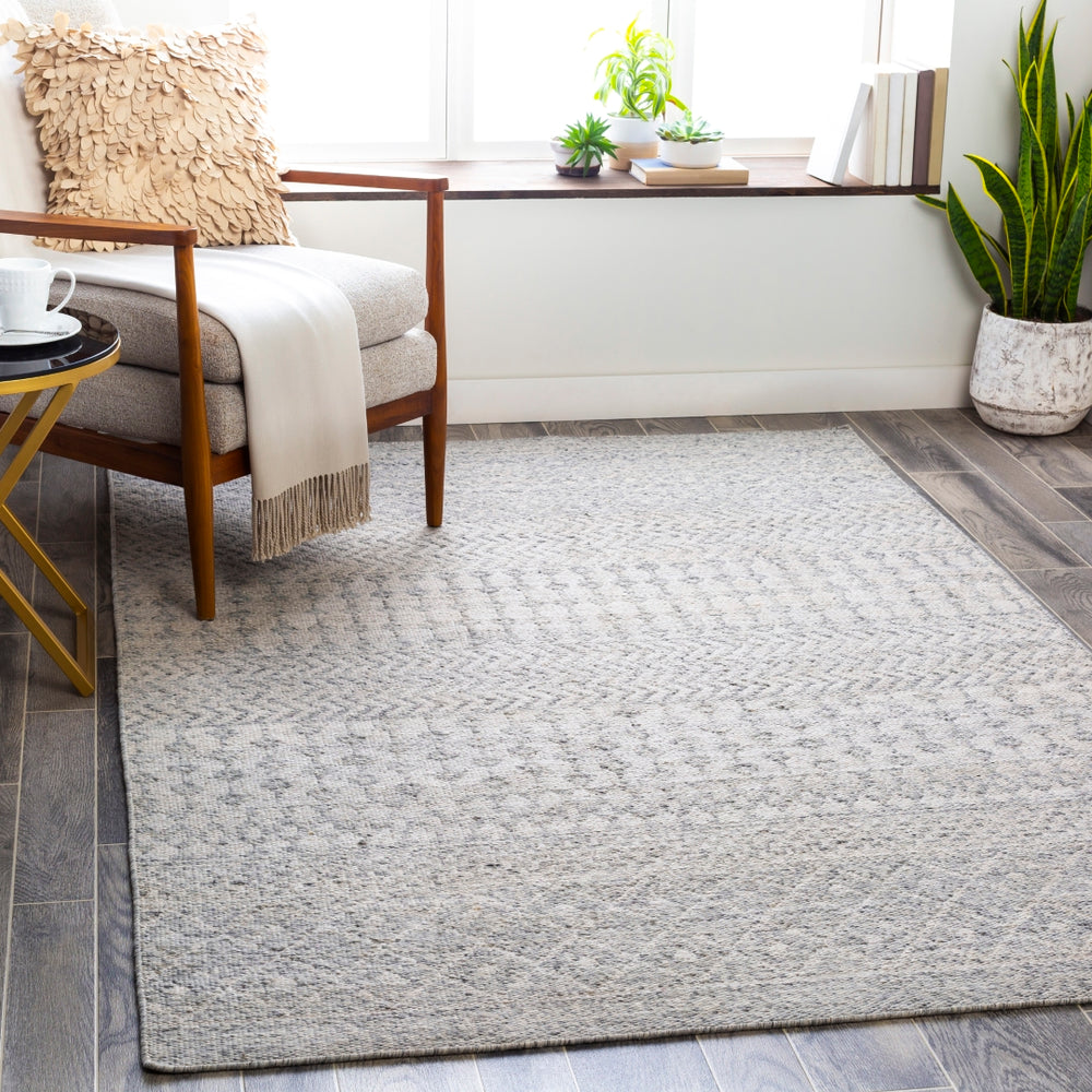 Azalea AZA-2303 Global Recycled PET Yarn Rug AZA2303-81012 Medium Gray, White, Ink 100% Recycled PET Yarn 8'10" x 12'