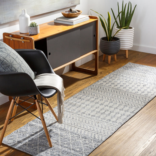 Azalea AZA-2303 Global Recycled PET Yarn Rug AZA2303-268 Medium Gray, White, Ink 100% Recycled PET Yarn 2'6" x 8'