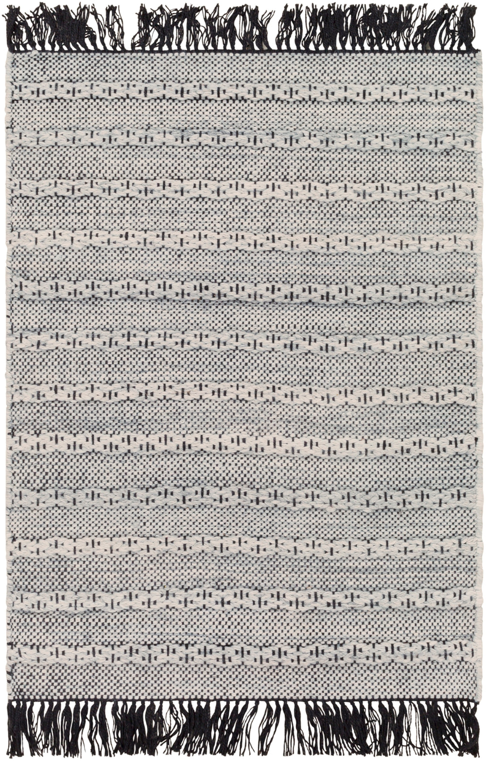 Azalea AZA-2310 Modern Recycled PET Yarn Rug AZA2310-81012 Black, Silver Gray, White 100% Recycled PET Yarn 8'10" x 12'