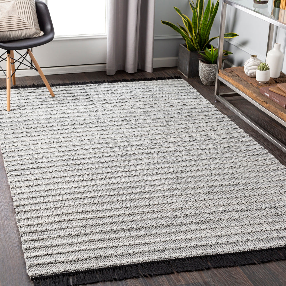 Azalea AZA-2310 Modern Recycled PET Yarn Rug AZA2310-81012 Black, Silver Gray, White 100% Recycled PET Yarn 8'10" x 12'