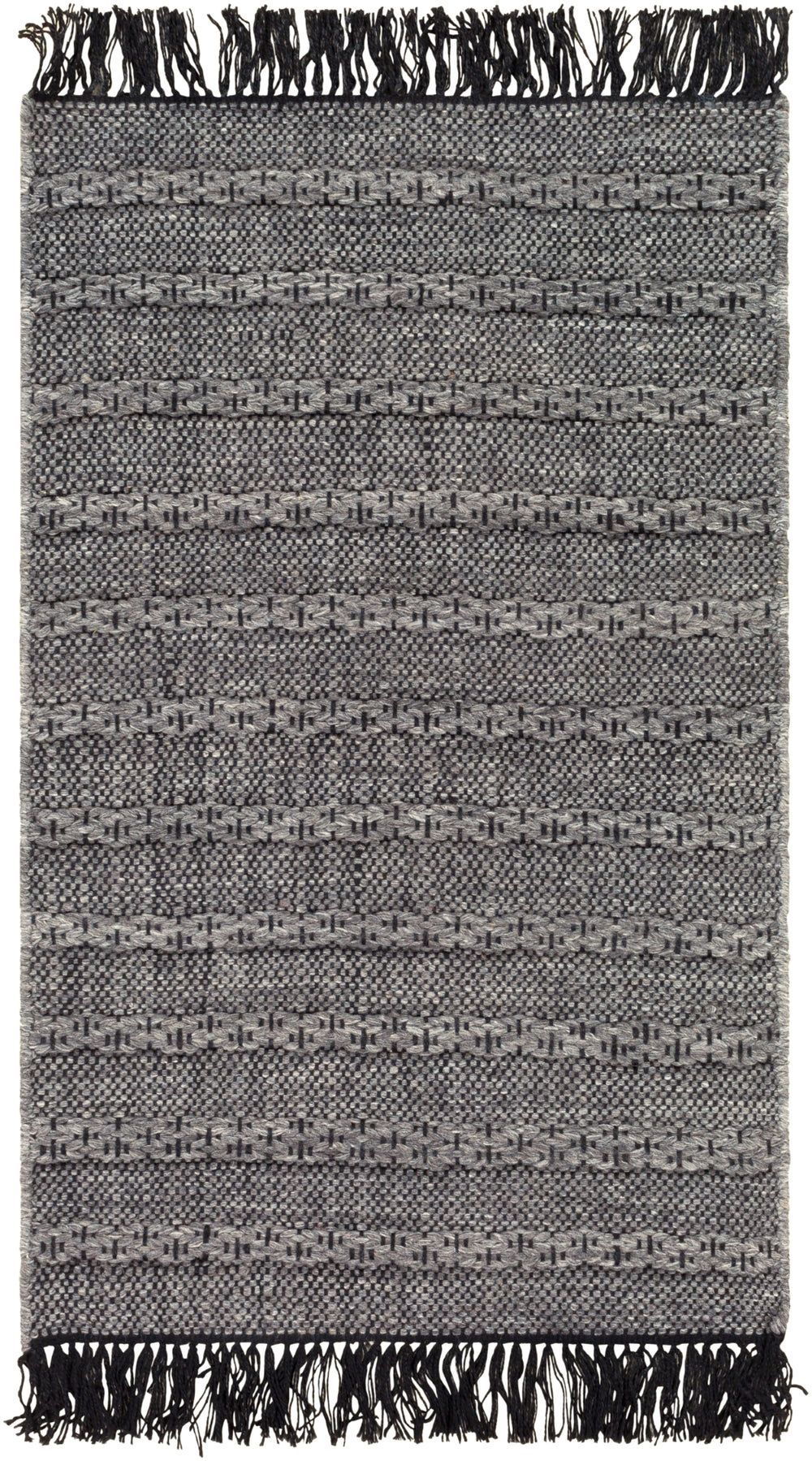 Azalea AZA-2311 Modern Recycled PET Yarn Rug AZA2311-81012 Medium Gray, Black, Silver Gray 100% Recycled PET Yarn 8'10" x 12'