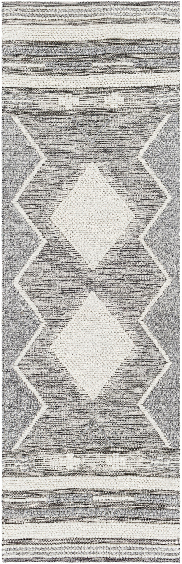 Azalea AZA-2317 Global Recycled PET Yarn Rug AZA2317-268 Light Gray, Medium Gray, Charcoal, Cream 100% Recycled PET Yarn 2'6" x 8'