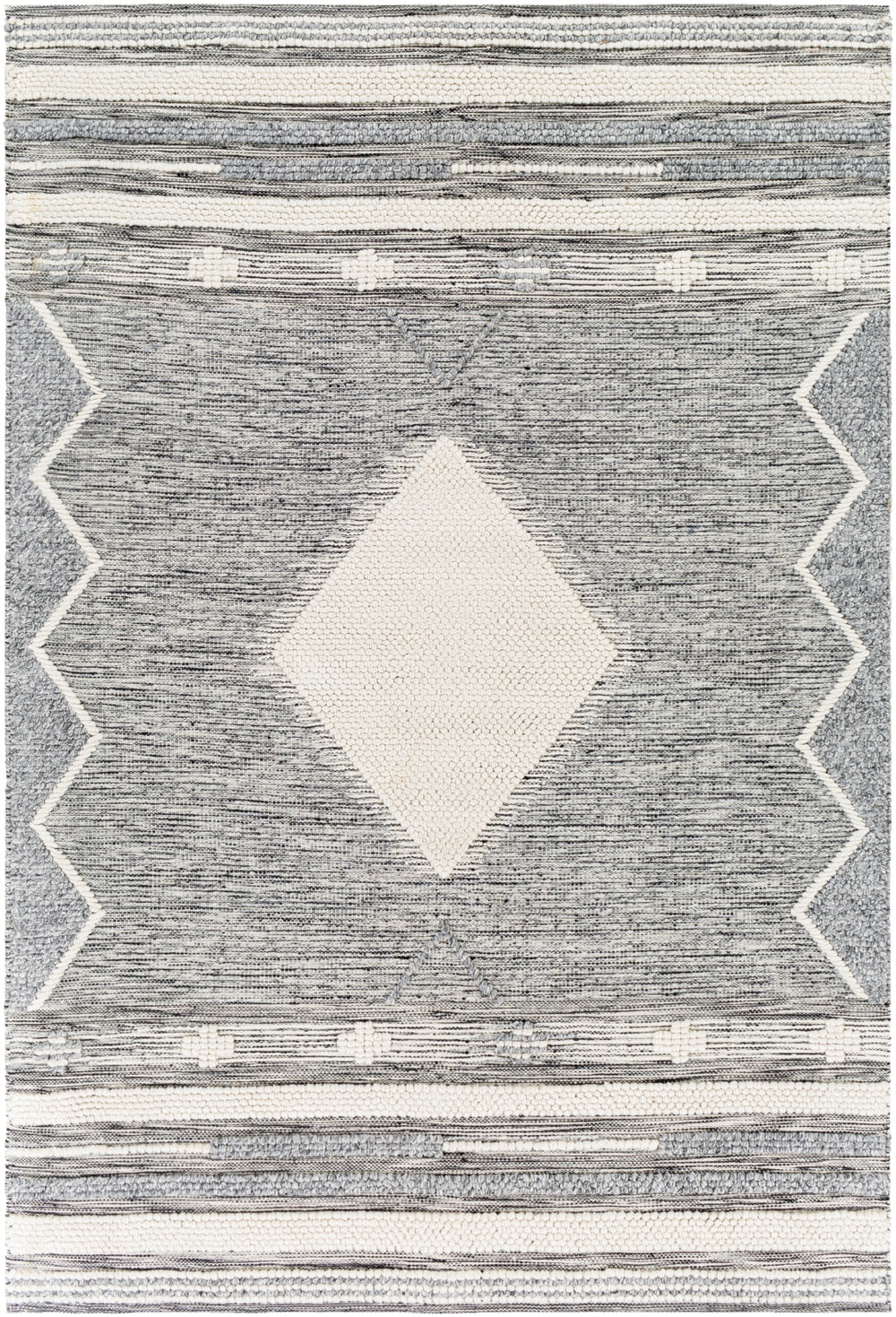 Azalea AZA-2317 Global Recycled PET Yarn Rug AZA2317-81012 Light Gray, Medium Gray, Charcoal, Cream 100% Recycled PET Yarn 8'10" x 12'