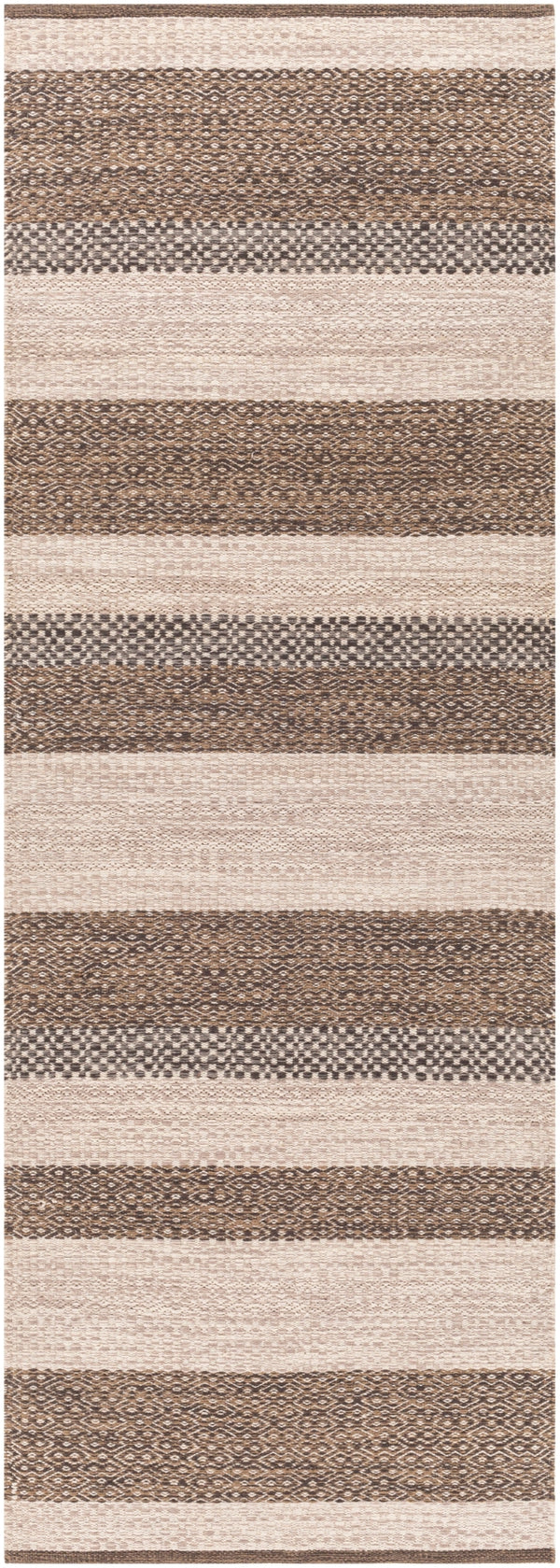 Azalea AZA-2328 Global Recycled PET Yarn Rug AZA2328-268 Cream, Taupe, Dark Brown, Camel 100% Recycled PET Yarn 2'6" x 8'