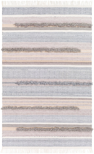 Azalea AZA-2330 Global Recycled PET Yarn Rug AZA2330-81012 Charcoal, Medium Gray, Pale Blue, Beige, Cream 100% Recycled PET Yarn 8'10" x 12'