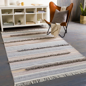 Azalea AZA-2330 Global Recycled PET Yarn Rug AZA2330-81012 Charcoal, Medium Gray, Pale Blue, Beige, Cream 100% Recycled PET Yarn 8'10" x 12'