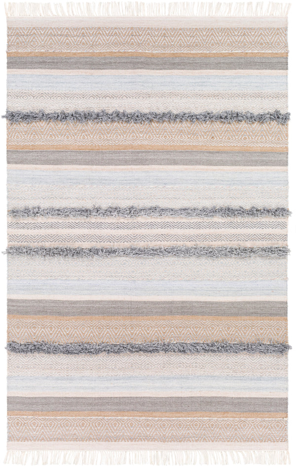 Azalea AZA-2331 Global Recycled PET Yarn Rug AZA2331-81012 Camel, Medium Gray, Light Gray, Pale Blue, Beige, Cream 100% Recycled PET Yarn 8'10" x 12'
