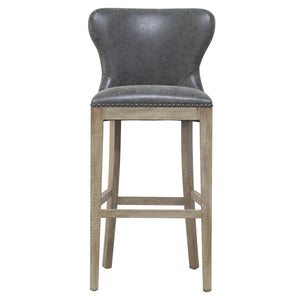 Dorsey Faux Leather Bar Stool – Stylish, Distressed Design for Modern or Transitional Spaces, 30” Height