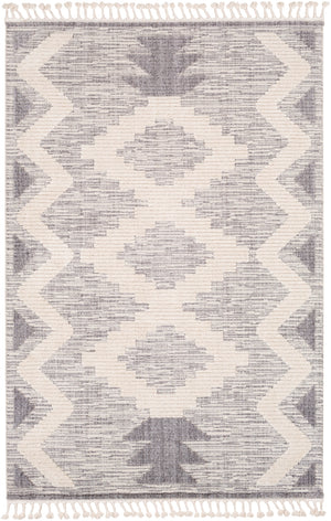 Azilal AZI-2302 Global Polyester Rug AZI2302-5373 Medium Gray, Ivory 100% Polyester 5'3" x 7'3"