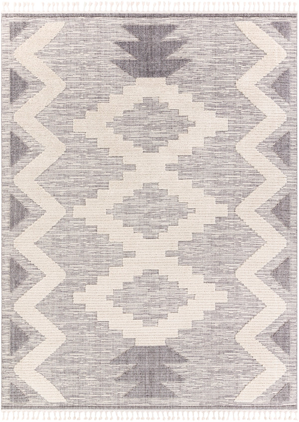 Azilal AZI-2302 Global Polyester Rug AZI2302-710102 Medium Gray, Ivory 100% Polyester 7'10" x 10'2"
