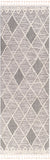 Azilal AZI-2304 Global Polyester Rug AZI2304-2776 Medium Gray, Black, Ivory 100% Polyester 2'7" x 7'6"