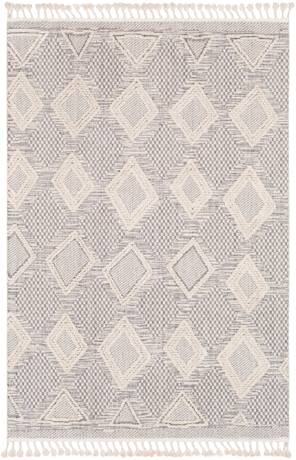 Azilal AZI-2305 Global Polyester Rug AZI2305-710102 Medium Gray, Ivory 100% Polyester 7'10" x 10'2"