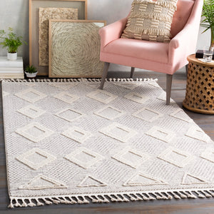 Azilal AZI-2305 Global Polyester Rug AZI2305-710102 Medium Gray, Ivory 100% Polyester 7'10" x 10'2"