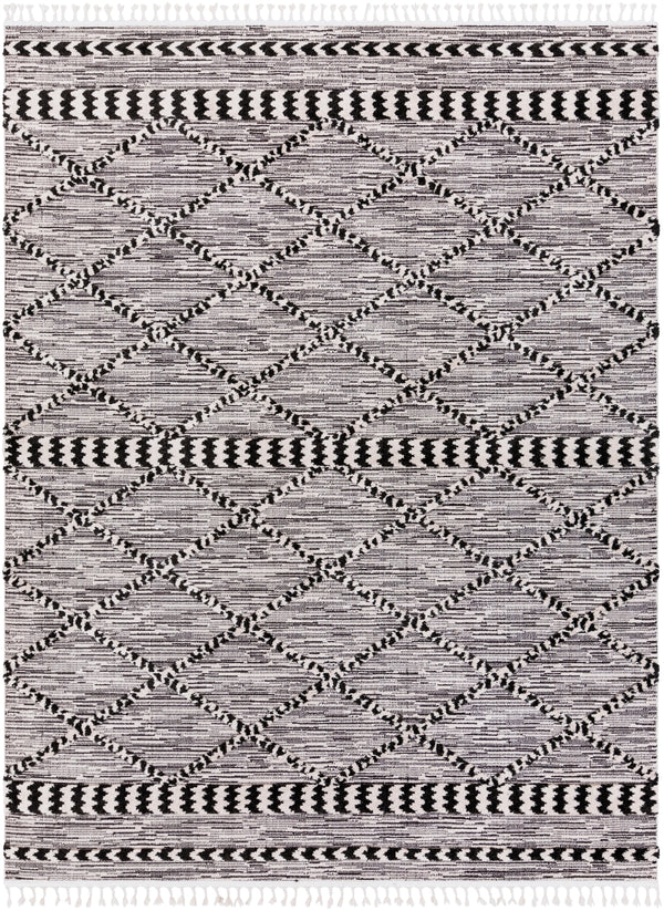 Azilal AZI-2311 Global Polyester Rug AZI2311-710102 Black, White 100% Polyester 7'10" x 10'2"