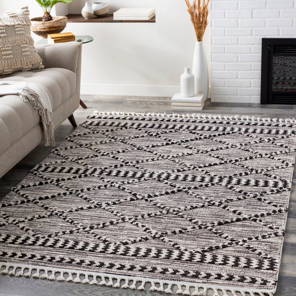 Azilal AZI-2311 Global Polyester Rug AZI2311-710102 Black, White 100% Polyester 7'10" x 10'2"