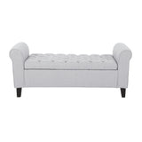 Keiko Contemporary Rolled Arm Fabric Storage Ottoman Bench