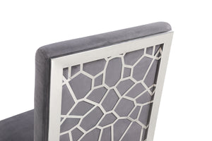 VIG Furniture Modrest Reba Modern Grey Velvet & Stainless Steel Dining Chair (Set of 2) VGVCB0258-GRYSTL