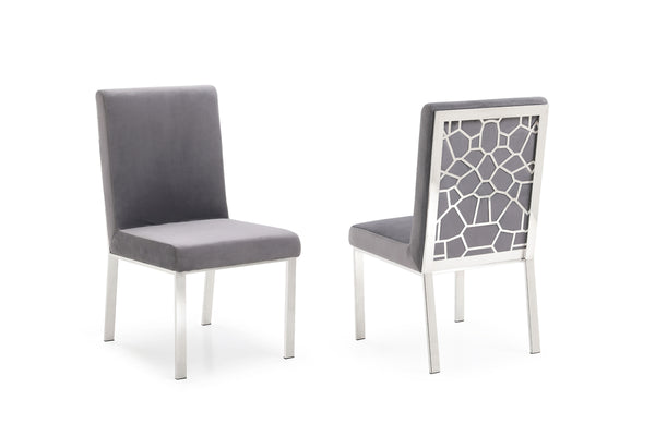 VIG Furniture Modrest Reba Modern Grey Velvet & Stainless Steel Dining Chair (Set of 2) VGVCB0258-GRYSTL