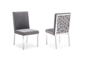 VIG Furniture Modrest Reba Modern Grey Velvet & Stainless Steel Dining Chair (Set of 2) VGVCB0258-GRYSTL