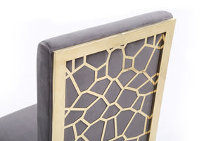 VIG Furniture Modrest Reba Modern Grey Velvet & Gold Dining Chair (Set of 2) VGVCB0258G-GRY