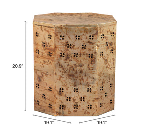 Zuo Modern Jane Iron Modern Commercial Grade Side Table Antique Copper Iron