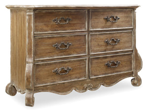 Hooker Furniture Chatelet Traditional-Formal Dresser in Poplar and Hardwood Solids with Pecan and Cedar Veneers with Resin and a Solid Wood Edge Top 5300-90001