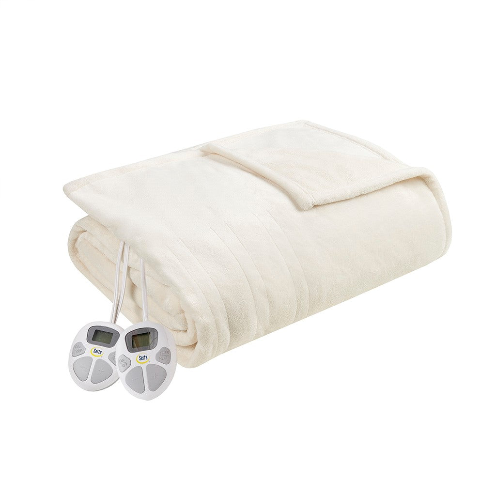 Serta Plush Heated Casual 100% Polyester Microlight Heated Blanket ST54-0089