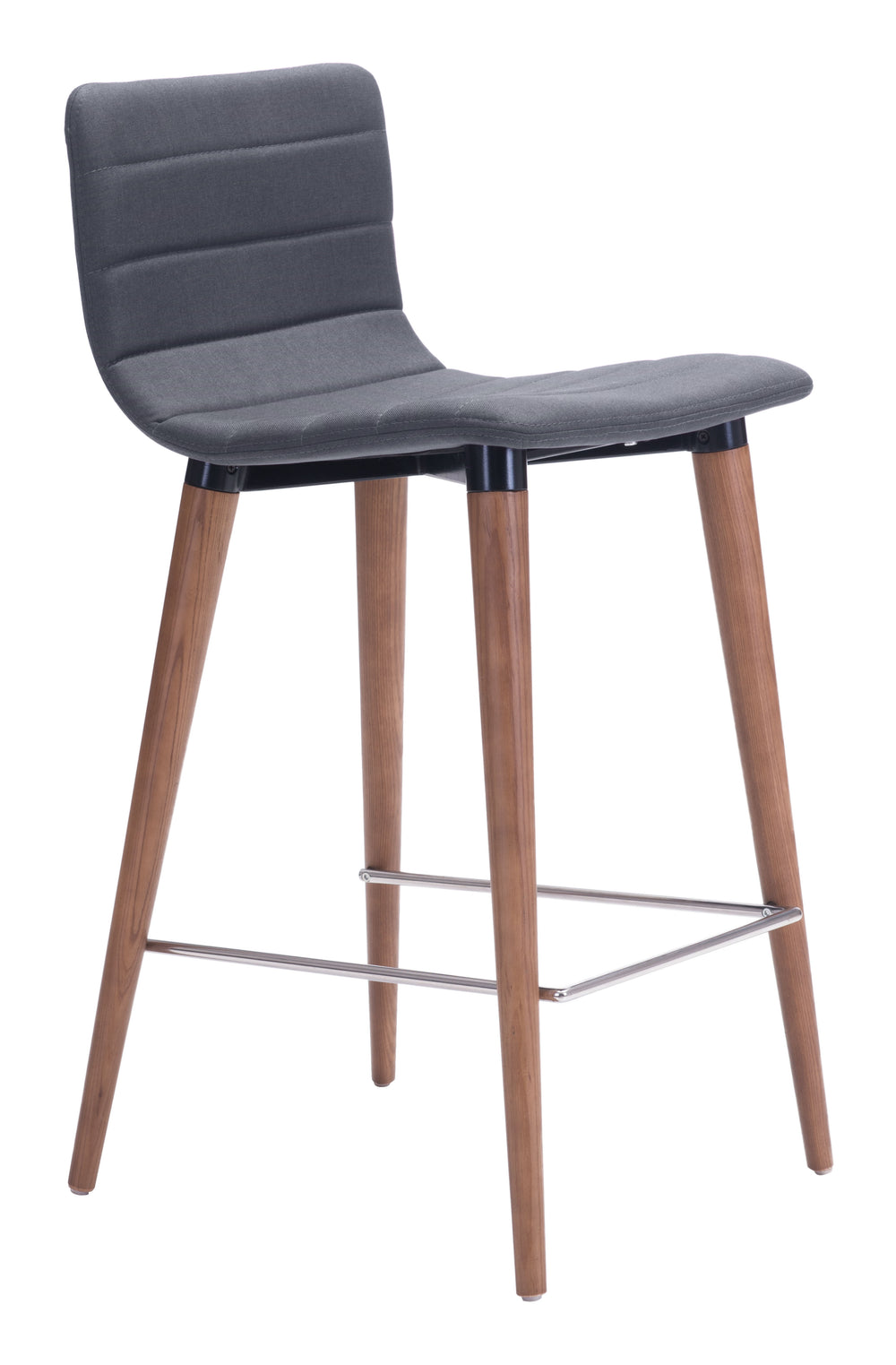 Zuo Modern Jericho 100% Polyester, Plywood, Birch Wood Mid Century Commercial Grade Counter Stool Set - Set of 2 Gray, Brown 100% Polyester, Plywood, Birch Wood