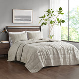 Beautyrest Guthrie Casual 3 Piece Striated Cationic Dyed Oversized Quilt Set Natural Full/Queen BR13-3874