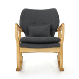 Benny Mid-Century Modern Tufted Fabric Rocking Chair with Accent Pillow