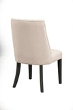 Live Edge Set of 2 Upholstered Parson Chairs, Cream/Black
