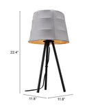 Zuo Modern Mozzi Steel, Rayon Modern Commercial Grade Table Lamp Gray, Black Steel, Rayon