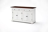 Provence Accent Buffet Basic in White with Brown wood veneer top Mahogany, MDF, Veneer