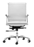 Zuo Modern Lider 100% Polyurethane, Steel, Aluminum Alloy Modern Commercial Grade Office Chair White, Silver 100% Polyurethane, Steel, Aluminum Alloy